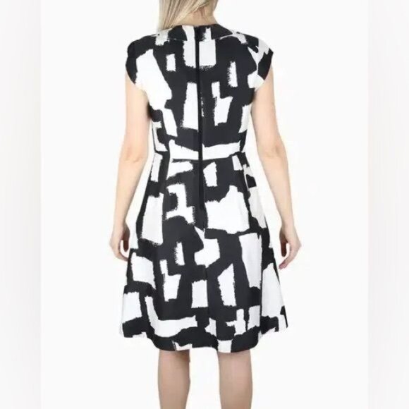 KATE SPADE MARIELLA DRESS SILK BLEND BLACK AND WHITE PRINT 2 - Picture 5 of 15
